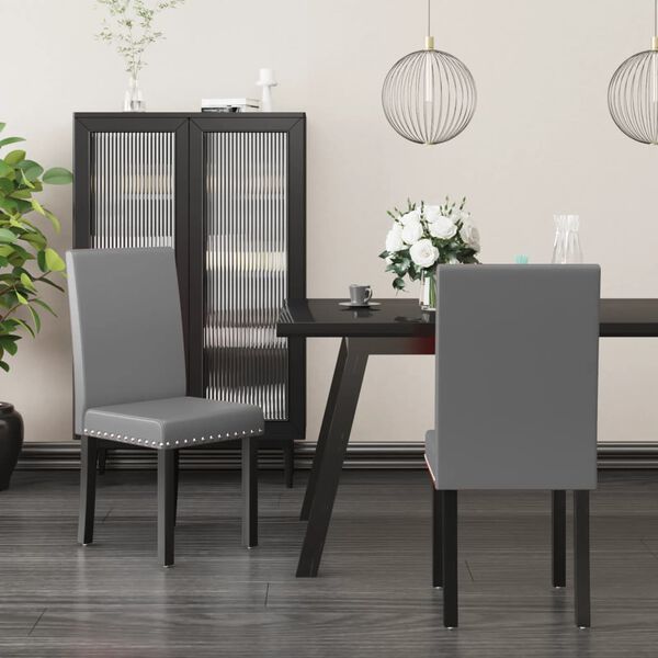 vidaXL Chaises &agrave; manger lot de 2 gris PVC