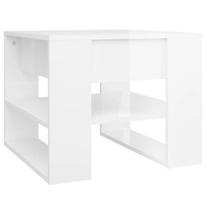 vidaXL Table basse blanc brillant 55,5x55x45 cm bois d'ing&eacute;nierie