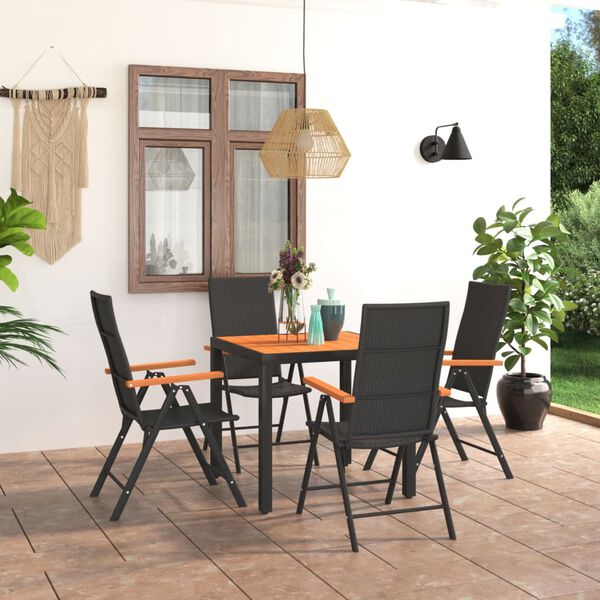 vidaXL Ensemble &agrave; manger de jardin 5 pcs noir et marron