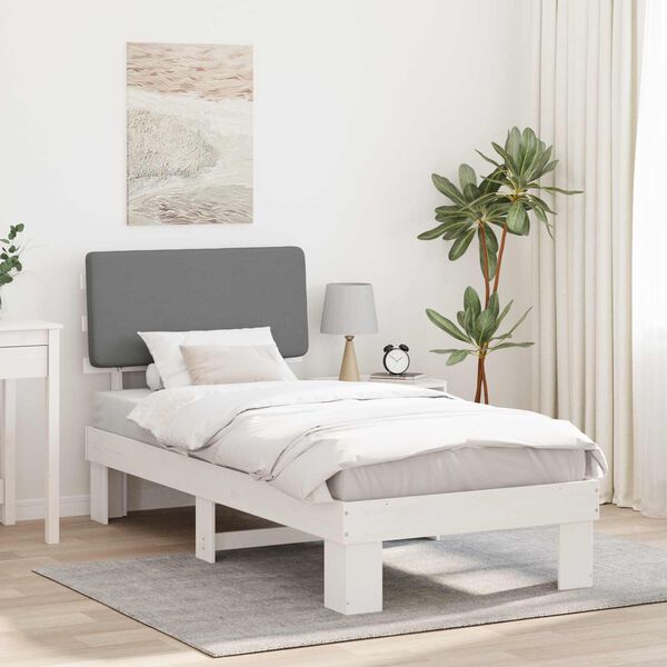 vidaXL Cadre de lit avec t&ecirc;te de lit rembourr&eacute;e Gris clair 80 x 200 cm