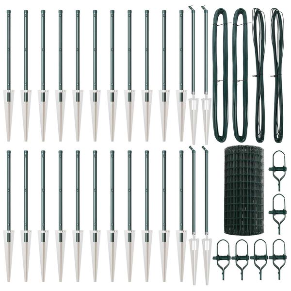 vidaXL Cl&ocirc;ture avec poteau Vert 0,6 x 50 m Acier et PVC