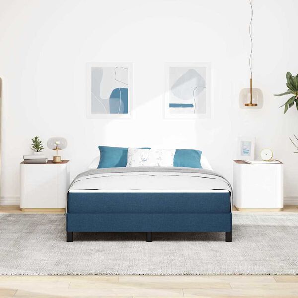 vidaXL Lit &agrave; ressorts avec matelas Bleu 140 x 200 cm tissu