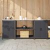 vidaXL Ensemble de rangement cuisine avec &eacute;tag&egrave;re 3 pcs Anthracite