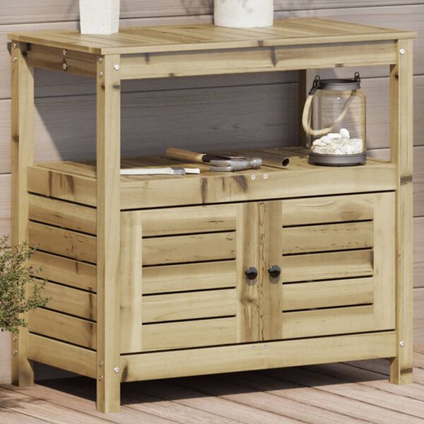 vidaXL Table de rempotage avec &eacute;tag&egrave;res bois de pin impr&eacute;gn&eacute;
