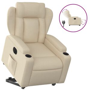 vidaXL Fauteuil inclinable &eacute;lectrique cr&egrave;me tissu