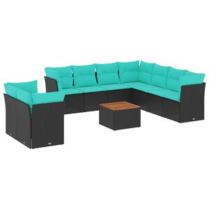 vidaXL Salon de jardin 11 pcs avec coussins noir r&eacute;sine tress&eacute;e