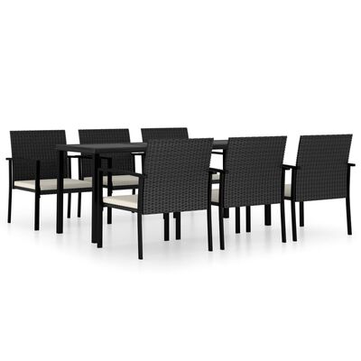 vidaXL Ensemble à manger de jardin 7 pcs Résine tressée Noir