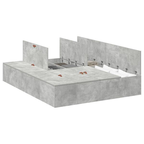 vidaXL Cadre de lit avec rangement Gris b&eacute;ton 150 x 200 cm