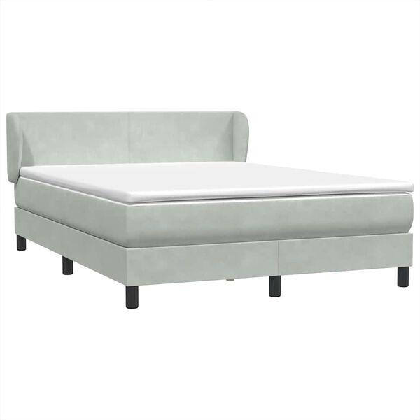 vidaXL Sommier &agrave; lattes de lit et matelas gris clair 140x210cm velours