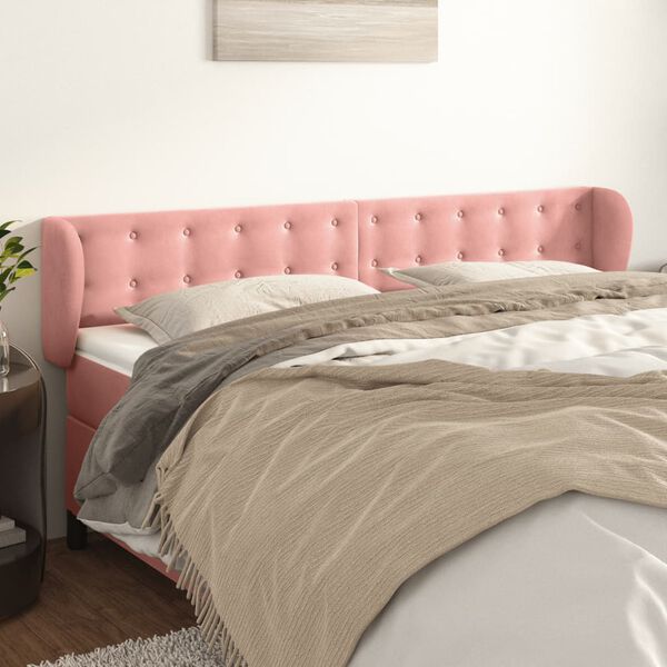 vidaXL T&ecirc;te de lit avec oreilles Rose 183x23x78/88 cm Velours