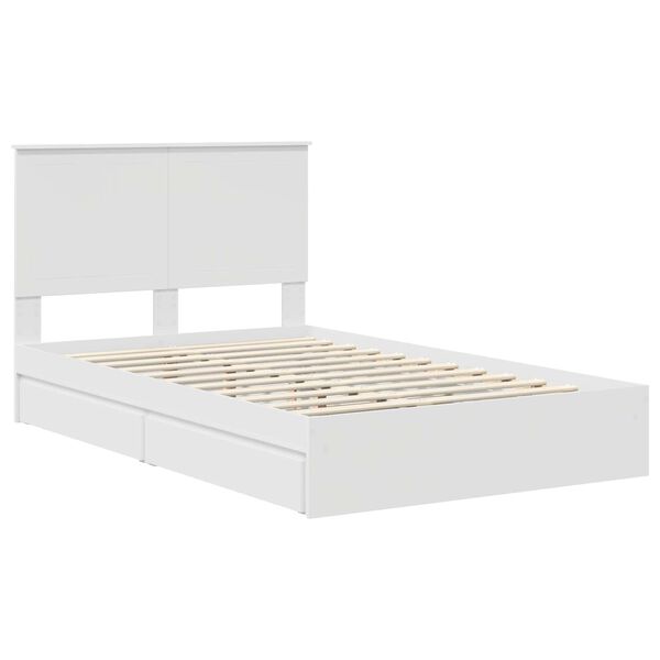 vidaXL Lit de Rangement Blanc 120 x 200 cm Bois d'ing&eacute;nierie