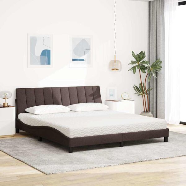vidaXL Lit avec matelas Hanko marron fonc&eacute; 180x200 cm tissu