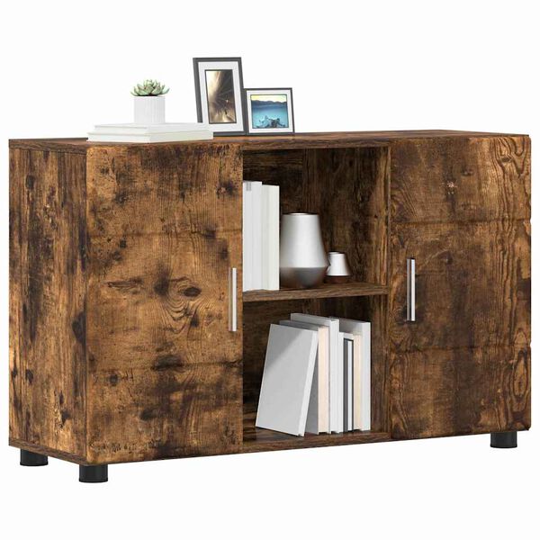 vidaXL Buffet avec &eacute;tag&egrave;re FLORIN Ch&ecirc;ne fum&eacute; 88,5 x 30,5 x 55,5 cm
