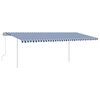 vidaXL Auvent manuel r&eacute;tractable avec poteaux 6x3,5 m Bleu et blanc