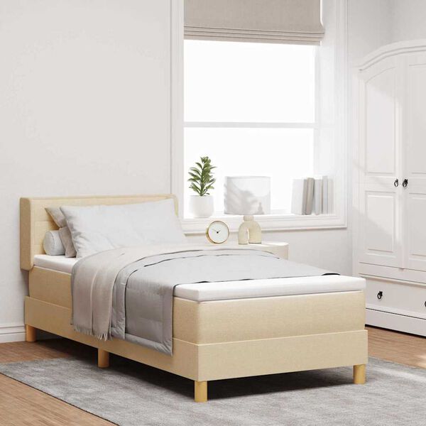 vidaXL Lit &agrave; ressorts avec matelas Cr&egrave;me 200 x 90 cm tissu