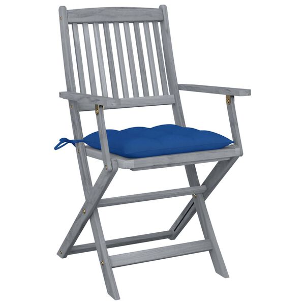 vidaXL Chaises pliables d'ext&eacute;rieur lot de 4 et coussins Bois d'acacia