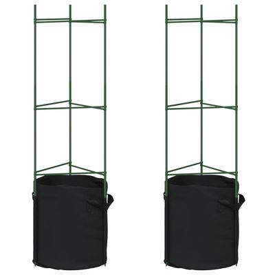 vidaXL Cage à tomates avec sac à plantes 2 pcs 116 cm acier et PP