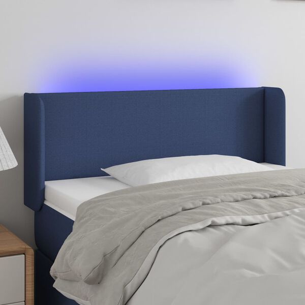 vidaXL T&ecirc;te de lit &agrave; LED Bleu 103x16x78/88 cm Tissu