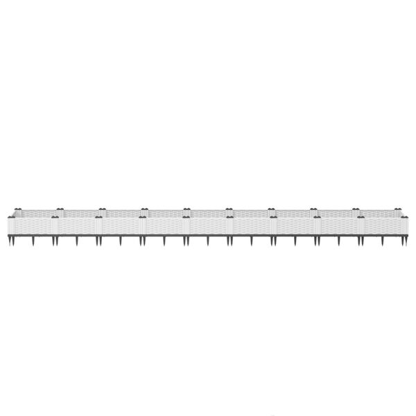 vidaXL Jardini&egrave;re avec piquets blanc 362,5x42,5x28,5 cm PP