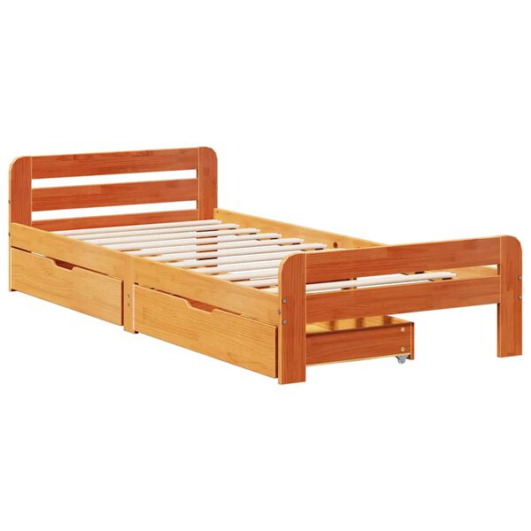 vidaXL Cadre de lit sans matelas cire marron 90x200 cm bois pin massif