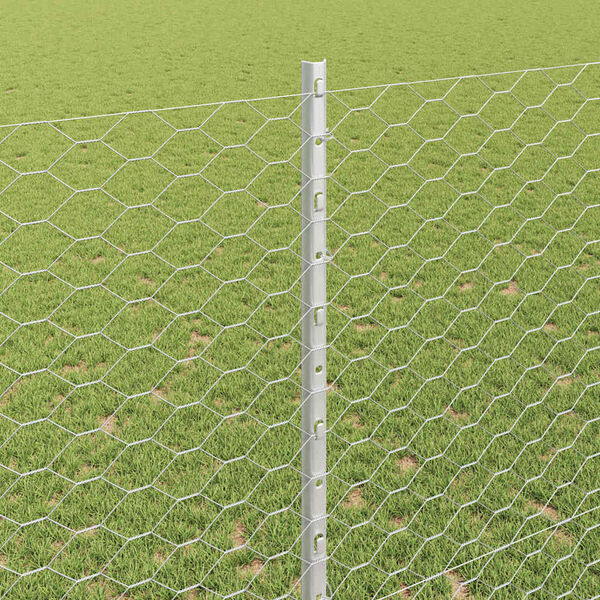 vidaXL Cl&ocirc;ture avec poteau Argent&eacute; 1,4 x 25 m Acier