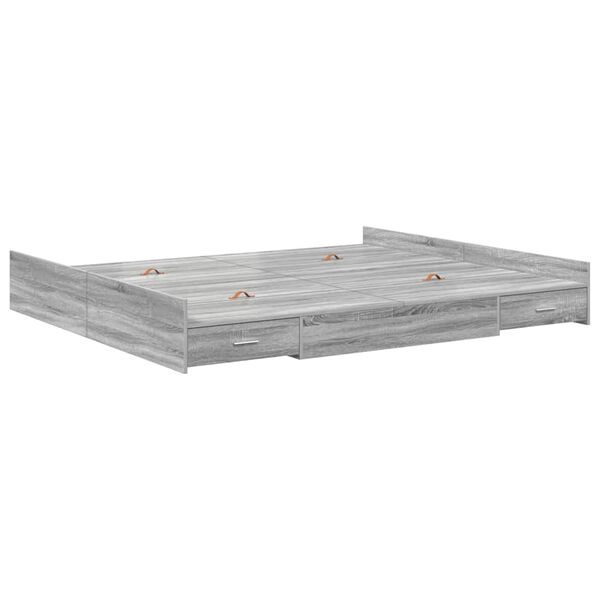 vidaXL Cadre de lit avec rangement Gris Sonoma 200 x 200 cm