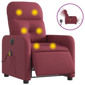 vidaXL Fauteuil de massage inclinable &eacute;lectrique Rouge bordeaux Tissu