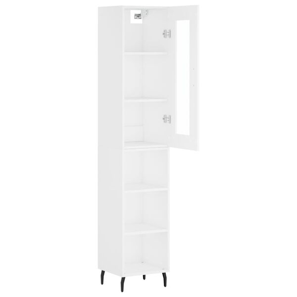 vidaXL Buffet haut Blanc 34,5x34x180 cm Bois d'ing&eacute;nierie