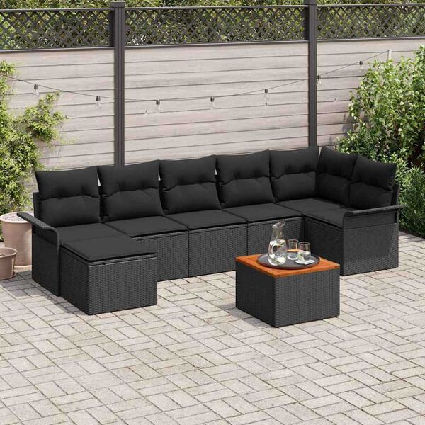 vidaXL Ensemble de canap&eacute; de jardin avec stockage 8 pcs Noir polyrotin