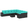 vidaXL Ensemble de canap&eacute; de jardin 11 pcs avec coussins noir