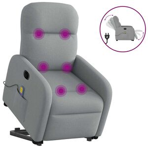 vidaXL Fauteuil inclinable de massage &eacute;lectrique Gris clair Tissu