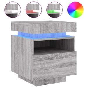 vidaXL Armoire de chevet avec lumi&egrave;res LED sonoma gris 40x39x48,5 cm