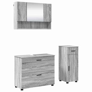 vidaXL Ensemble de mobilier de salle de bain 3 pi&egrave;ces Gris Sonoma