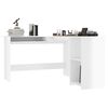 vidaXL Bureau d'angle en forme de L Blanc brillant Bois d'ingénierie