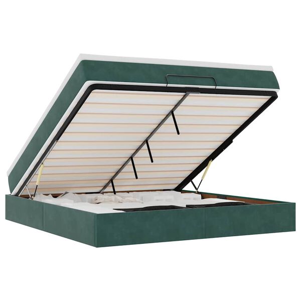 VidaXL Cadre de lit ottoman avec matelas vert foncé 180x200 cm velours