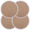 vidaXL Placemets en jute 4 pcs Naturel et Blanc &Oslash; 30 cm