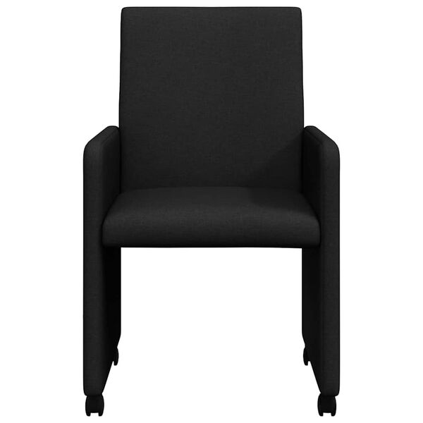 vidaXL Chaises de Salle &agrave; Manger avec Roues 2 pcs Noir 57 x 66 x 94 cm
