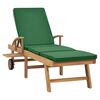 vidaXL Chaise longue avec coussin Bois de teck solide Vert
