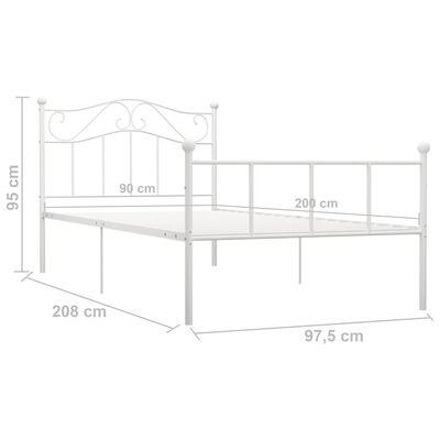 vidaXL Cadre de lit sans matelas blanc métal 90x200 cm