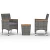 vidaXL Ensemble de bistro 3 pcs R&eacute;sine tress&eacute;e et bois d'acacia Gris