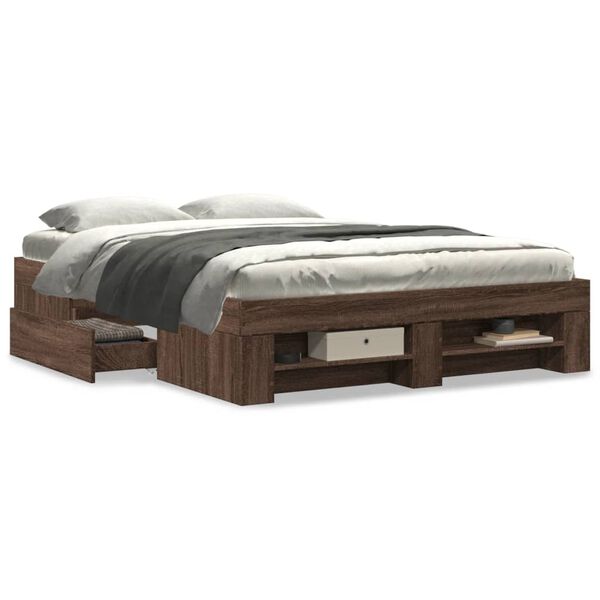 vidaXL Cadre de lit sans matelas ch&ecirc;ne marron 140x200 cm