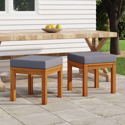 vidaXL Tabourets de jardin et coussins lot de 2 Acacia solide