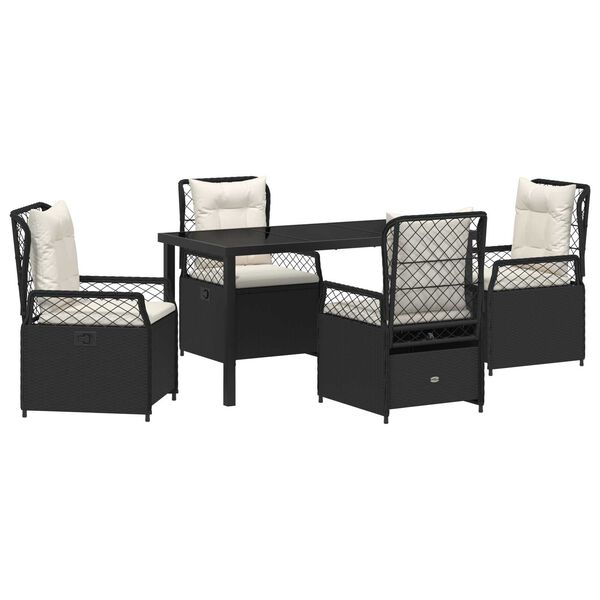 vidaXL Ensemble de salle &agrave; manger pour jardin 5 pcs Noir polyrotin