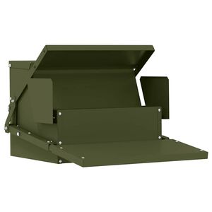 vidaXL Nourrisseur &agrave; p&eacute;dale pour poules Vert olive 50 x 40 x 29 cm