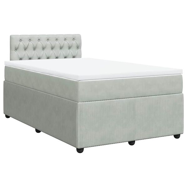 vidaXL Sommier &agrave; lattes de lit et matelas gris clair 120x190cm velours