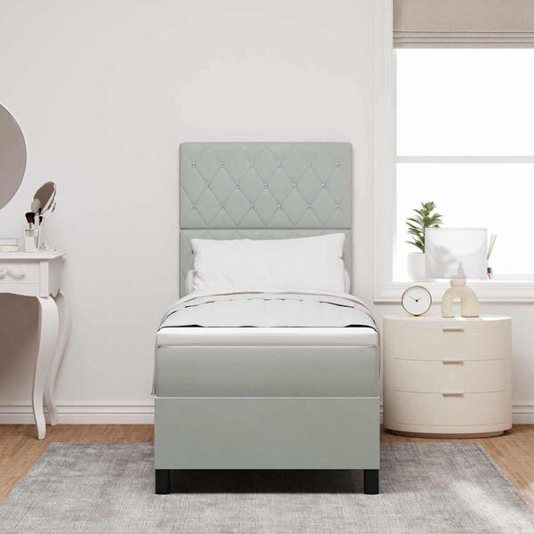vidaXL Lit &agrave; ressort LED avec matelas Gris clair 80 x 200 cm tissu
