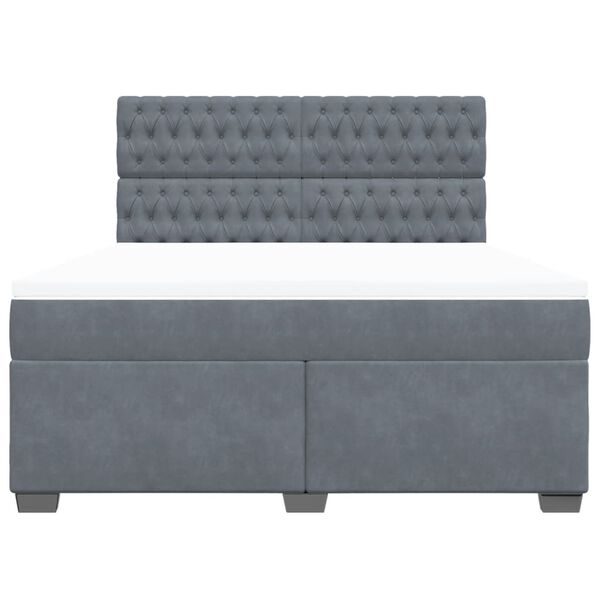vidaXL Sommier &agrave; lattes de lit et matelas Gris fonc&eacute; 180x200cm Velours