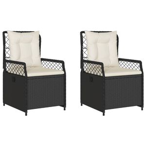 vidaXL Chaises inclinables de jardin lot de 2 noir r&eacute;sine tress&eacute;e