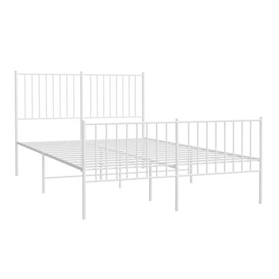 vidaXL Cadre de lit métal sans matelas et pied de lit blanc 140x200 cm