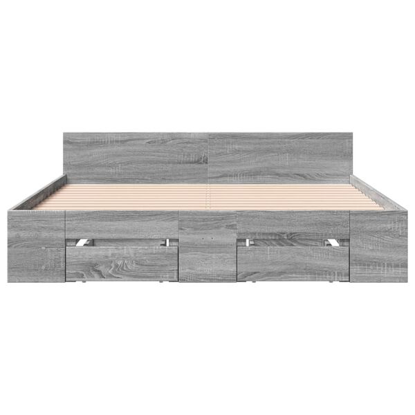 vidaXL Cadre de lit avec tiroirs sans matelas sonoma gris 135x190 cm